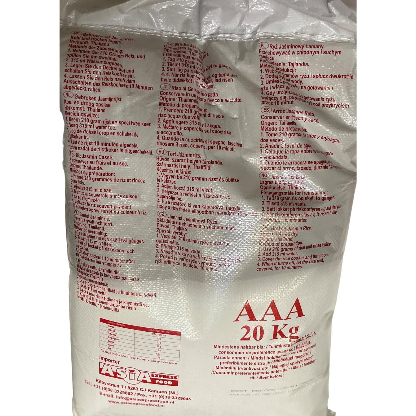 ROYAL THAI RICE - Zlomená jasmínová rýže - 1 x 20 kg