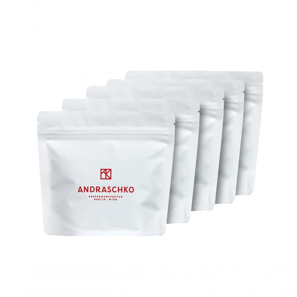 Degustační sada espressa - 5 druhů po 100 g - Bio a 100% Arabica - Jediný původ a směs - Perfektní pro portafiltry a espresso kávovary