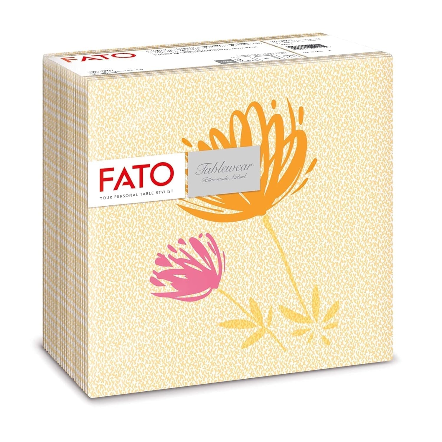 Fato - Suché papírové ubrousky, vzduchem kladené, textilní efekt, balení 50 ks ubrousků, 40X40 složené na 4 formáty, dekor Tropicana