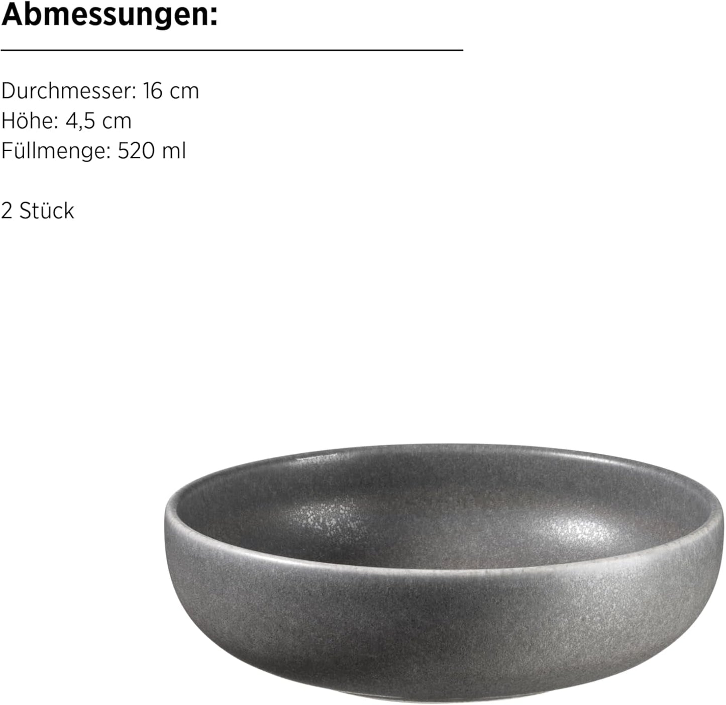 Řada MÄSER Unico, sada nádobí pro 2, nadčasové, elegantní, 8dílný keramický stůl, kamenina, antracit