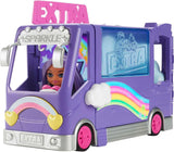 Barbie Extra mini mini panenka, extra mini mini panenka s extra třpytivým cestovním vozem, včetně make-up stanice a příslušenství, dárek pro děti, hračka pro děti od 3 let, HKF84
