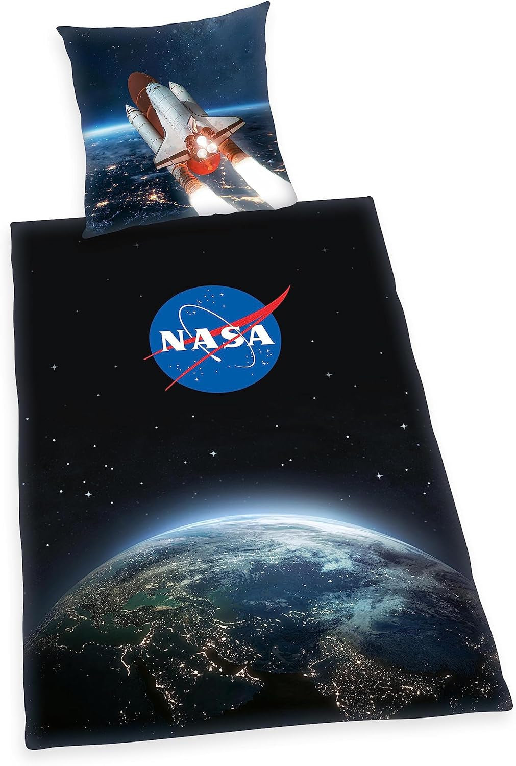 Sada povlečení NASA, bavlna/vyztužená, šedá/bílá Povlečení - dětské Naty Shop Black 80 X 80 Cm, 135 X 200 Cm