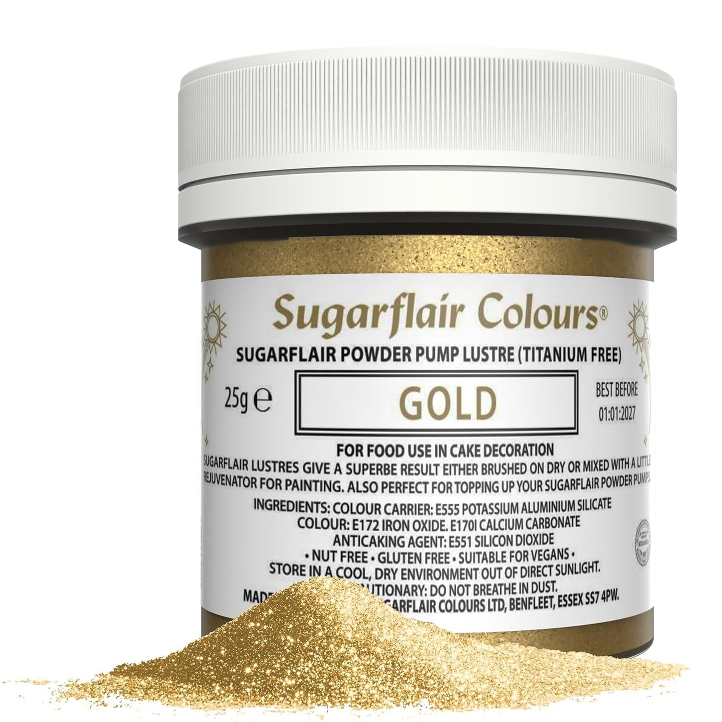 Sugarflair Pump Refill Gold - Pump Spray Náplň do potravinářského barviva - 25g