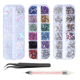 4200 Stück Strasssteine ​​​​Für Nägel, Nagelglitzer, Pailletten, Nagelaufkleber Mit Kristallen, Nagel-Edelsteinen, Diamanten Für Nagelkunst, Einschließlich Wachsstift Für Strasssteine ​​​​Und Strass-Picker