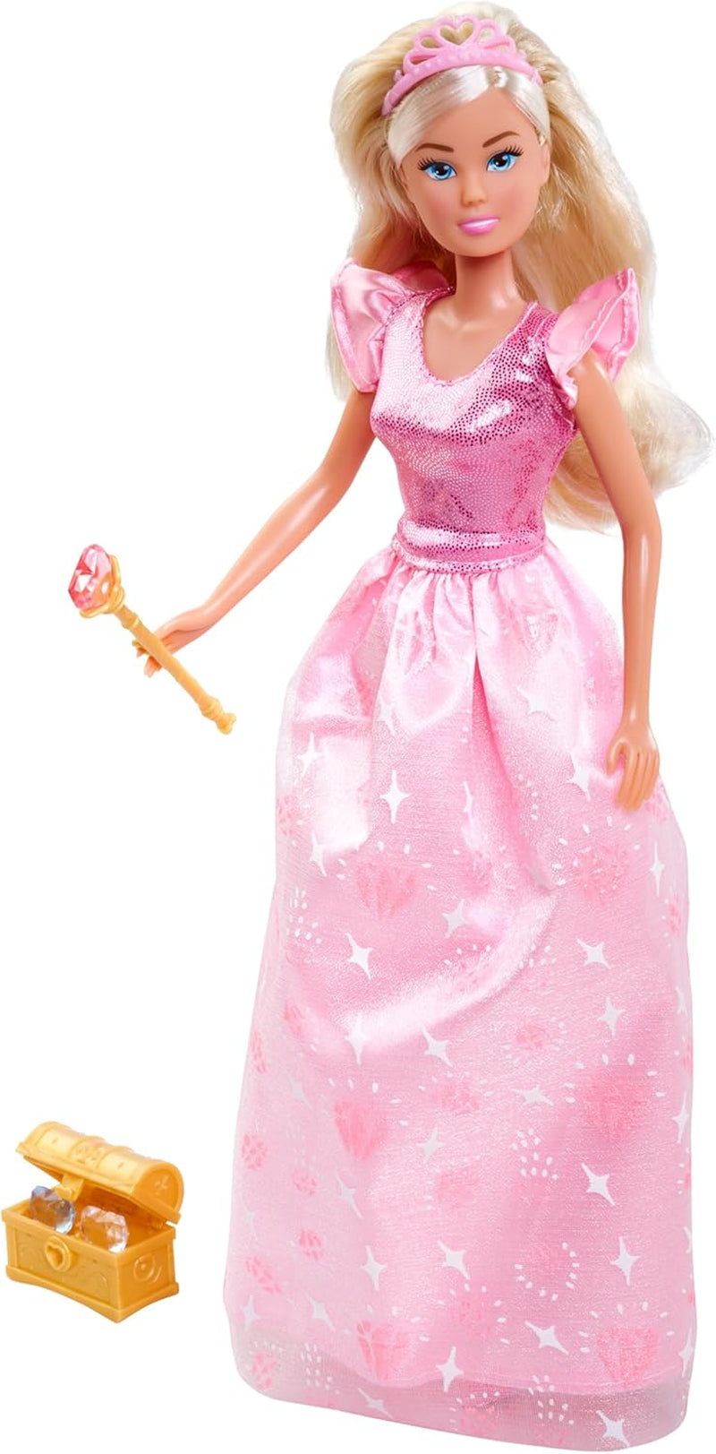 Hrací panenka Simba Steffi Love Princess Diamond Princess s kouzelnou truhlou s pokladem, žezlem a diamanty, 29 cm, 3 roky a více
