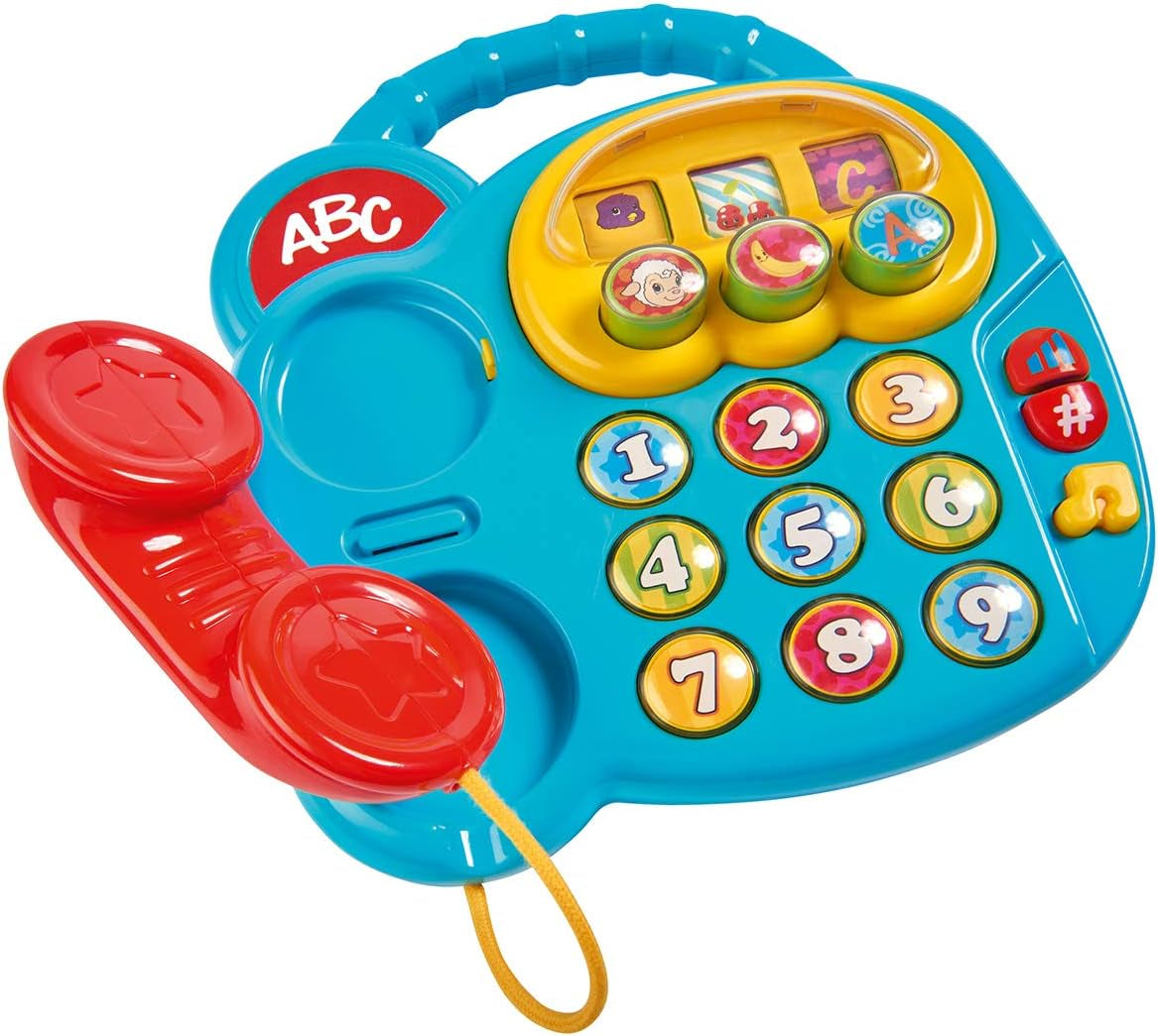 Simba 104010016 - Barevný telefon ABC, hračka pro miminko, otočný displej s obrázky, písnička, telefon na hraní, telefon na učení, s různými zvuky, 20 cm, motorické dovednosti, pro batolata, od 6 měsíců Hračky pro miminka Naty Shop Výchozí název
