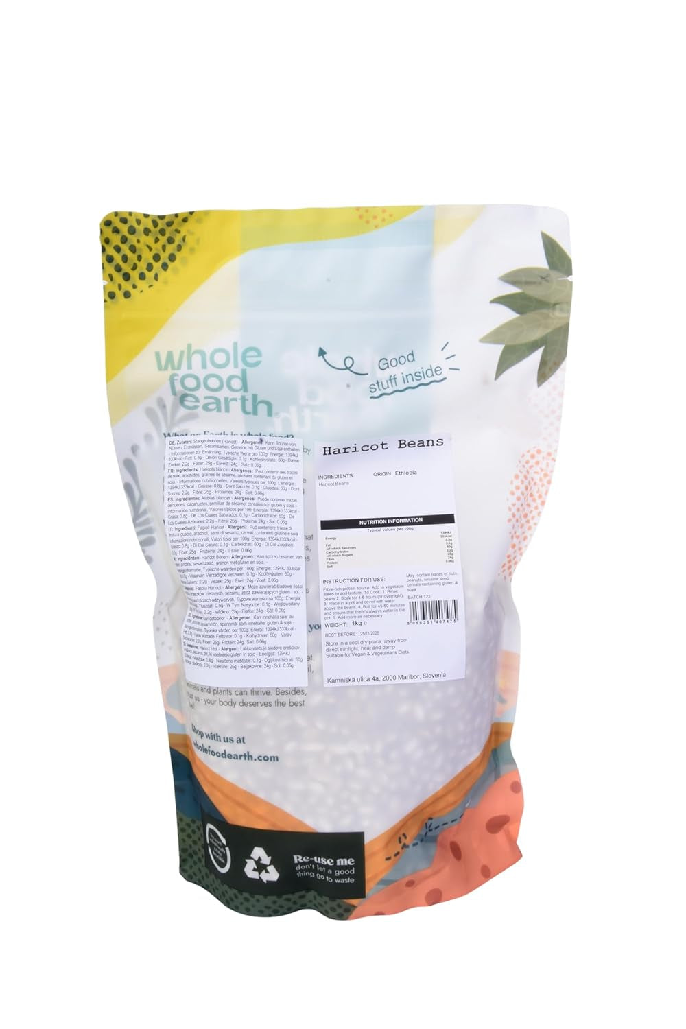 Zelené fazolky Wholefood Earth 1kg | Bez GMO | Přírodní | Bohaté na vlákninu | Bohaté na bílkoviny