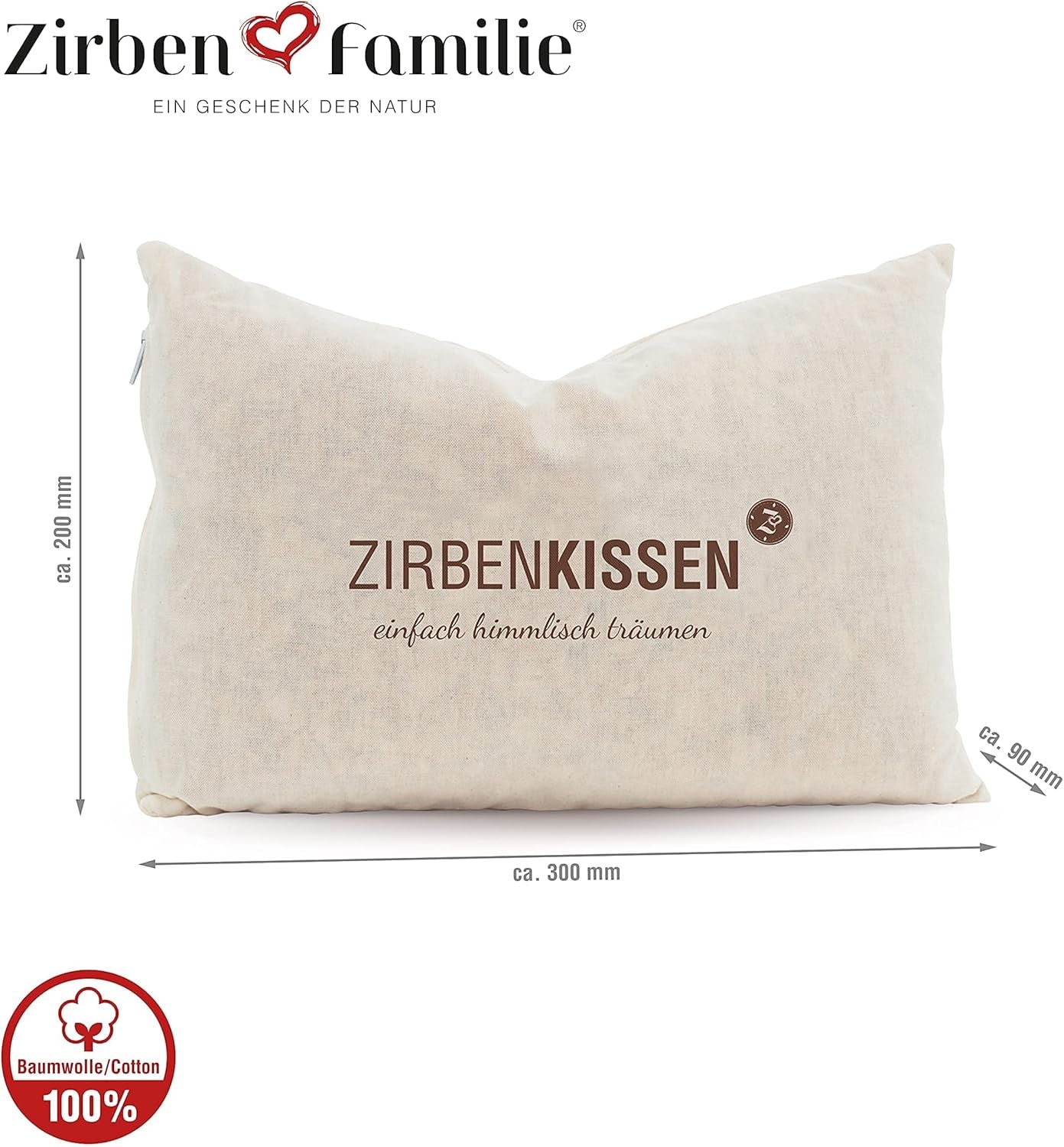 Rodina švýcarské borovice Polštář z borovice Prostě nebeské snění 30X20 cm, dřevo, přírodní, 1 kus (1 balení) Standardní polštáře Naty Shop