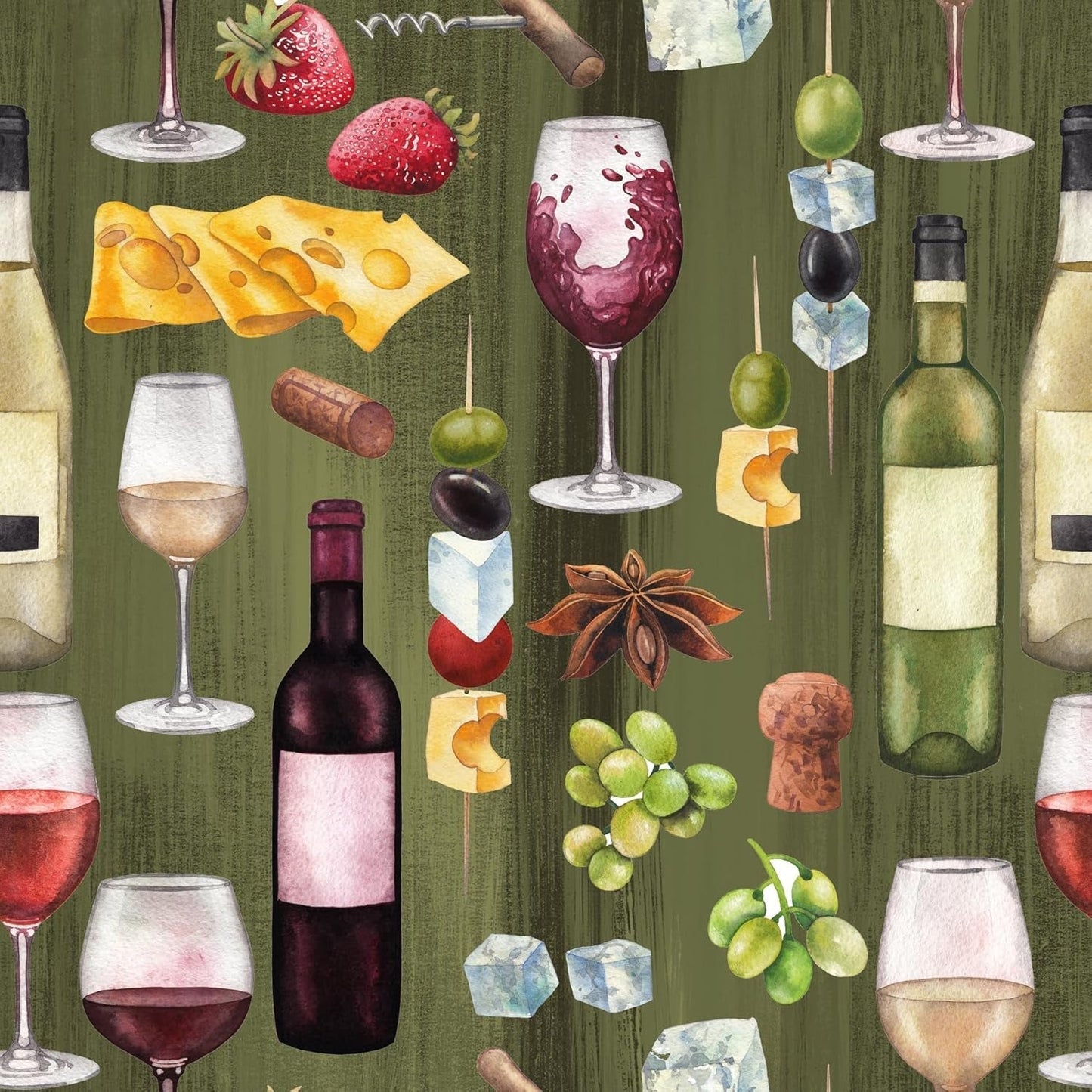 Tiflair Cheese & Wine Lunch Ubrousky, 3 vrstvy, 20 kusů, Fromage, Vino, Wine Night, Na decoupage, 33 X 33 cm