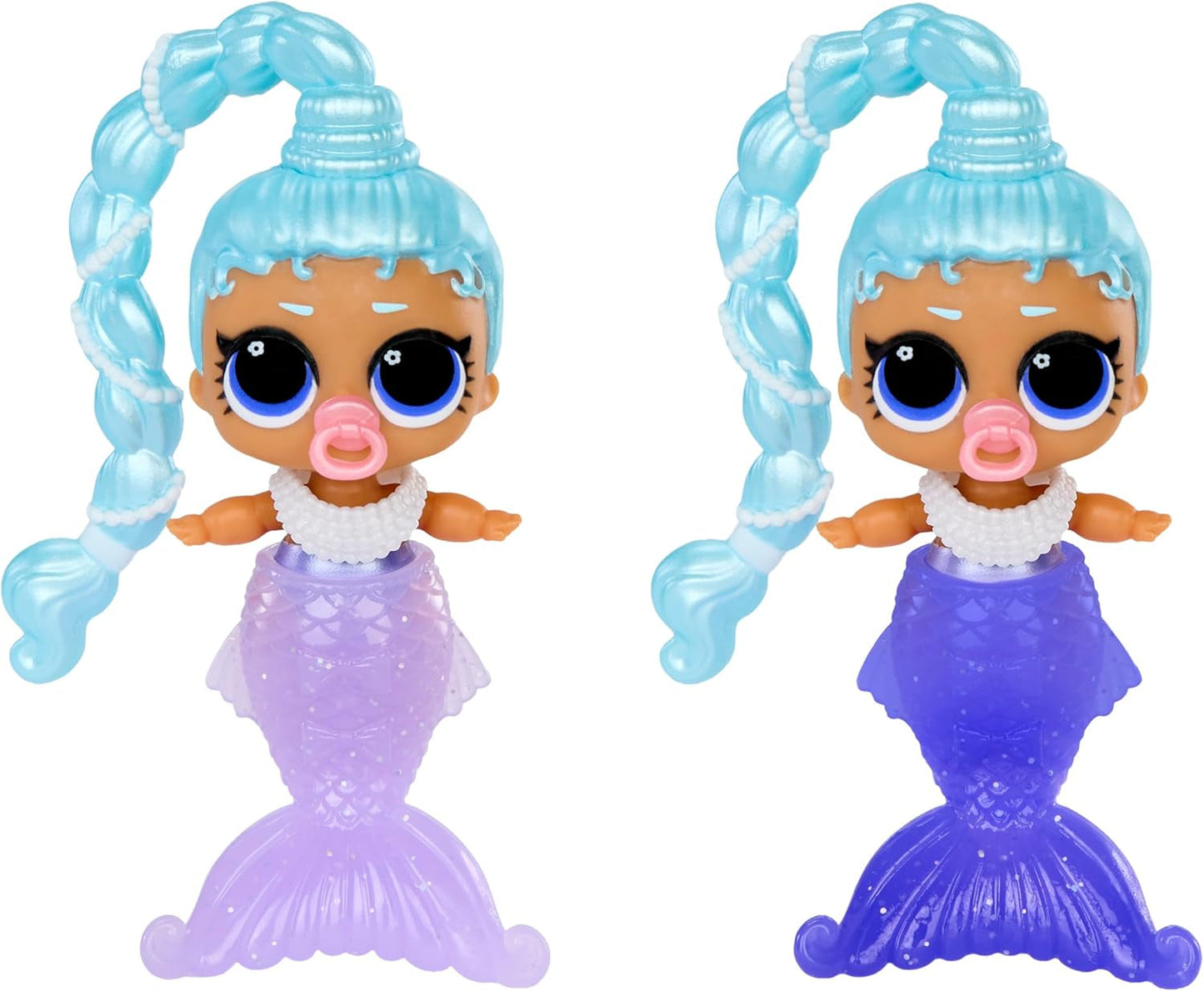 LOL Překvapení! Kouzelné baby Sisters proměny mořské panny – Ocas mořské panny měnící barvu s Clam Ball pro vystavení, 6 sběratelských panenek – věk 4+