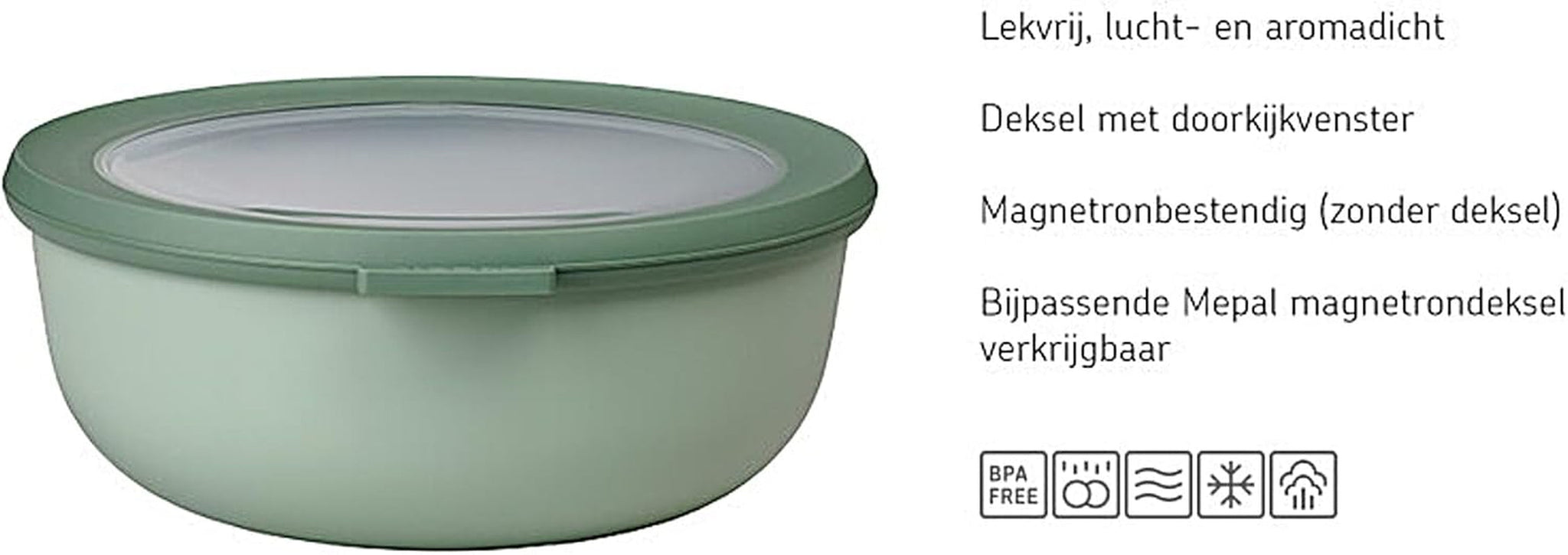 Mepal - Multimiska Cirqula Kulatý 4dílný set - Dózy s víkem - Vhodné jako úložný box, lednice, mrazák a mikrovlnná trouba - 500, 1000, 2000 a 3000 ml - Šalvěj severská Dózy na potraviny Naty Shop