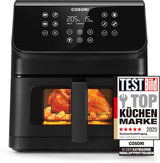 Horkovzdušná fritéza COSORI, vzduchová fritéza 12 v 1 XXL 6,2 l, horkovzdušná fritéza s okénkem a připomínkou míchání, 80 receptů Domácí spotřebiče Naty Shop Black 6,2 l Clear Blaze