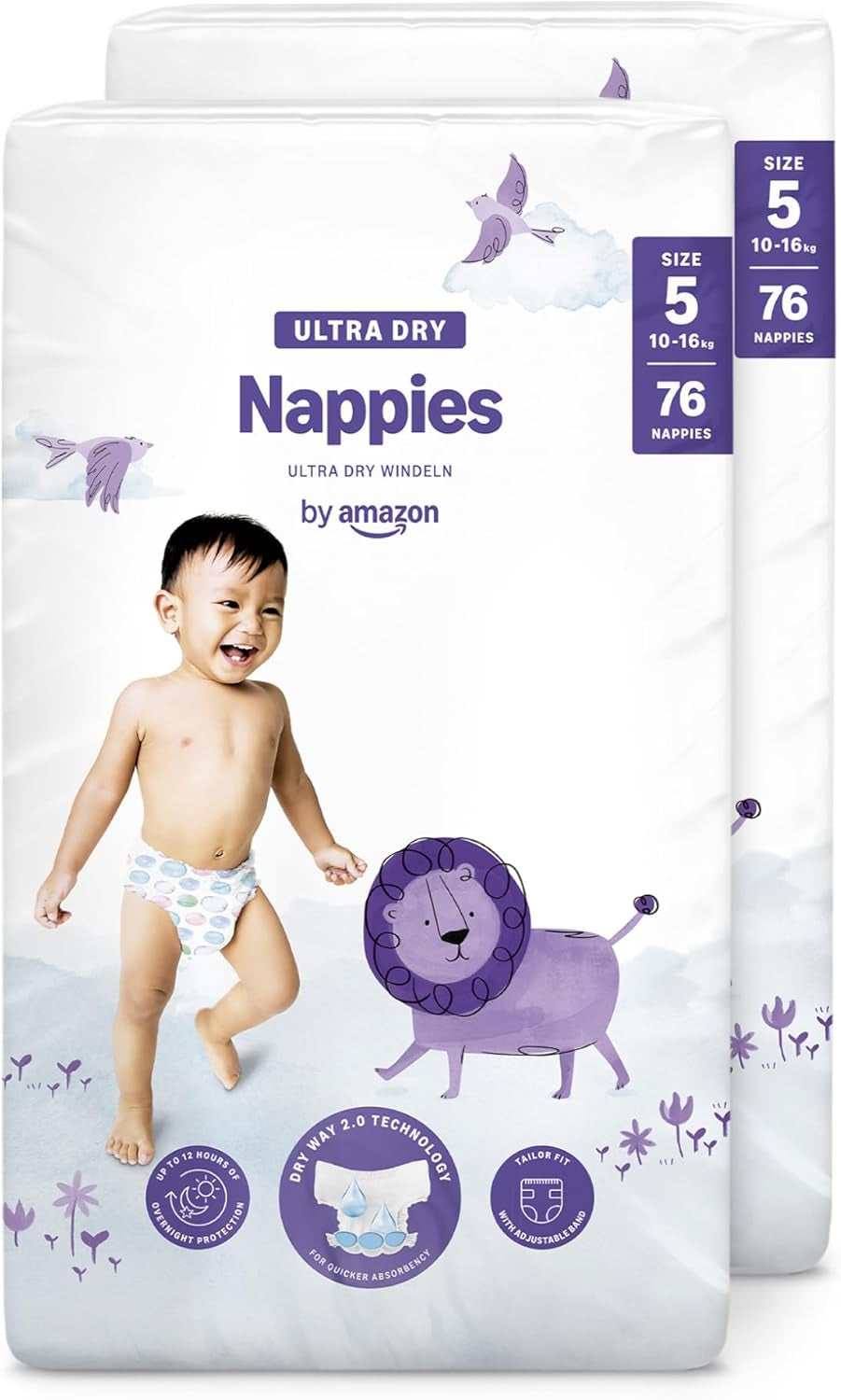 Ultra suché plenky Amazon, velikost 1 (2–5 kg) – měsíční krabička, bílá, počet 96 (2 balení po 48) (dříve značka Mama Bear, identický produkt)