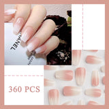 360ks Gradient Ballerina False Nails Set, růžová bílá Gradient nalepovací umělé nehty s 2ks tužky na nehty, střední umělé nehty Ombre pro ženy DIY