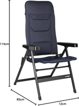 BRUNNER Rebel PRO (S-M-L) Skládací židle pro kempování, zahradu, terasu Vyrobeno z hliníku, nastavitelné do 5 poloh, nosnost až 150 kg, vysoké opěradlo, černé nebo modré Cestovní polštáře Naty Shop