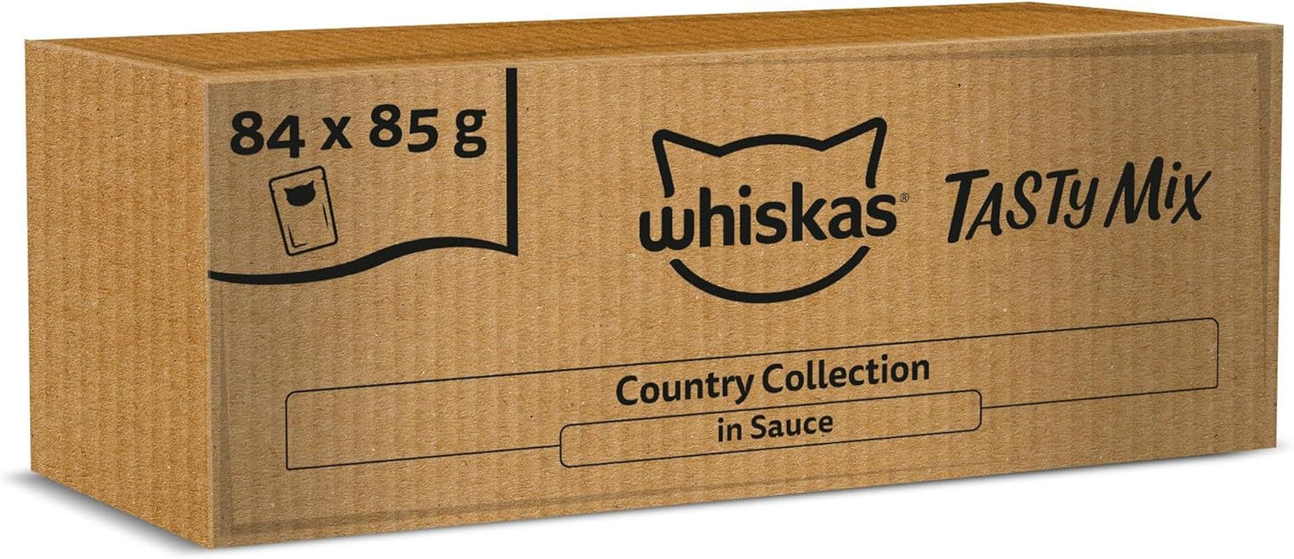 Whiskas Adult Wet Food 1+ Tasty Mix Country Collection v omáčce, 84 sáčků, 84 x 85 g (1 hromadné balení) – Vysoce kvalitní mokré krmivo pro dospělé kočky