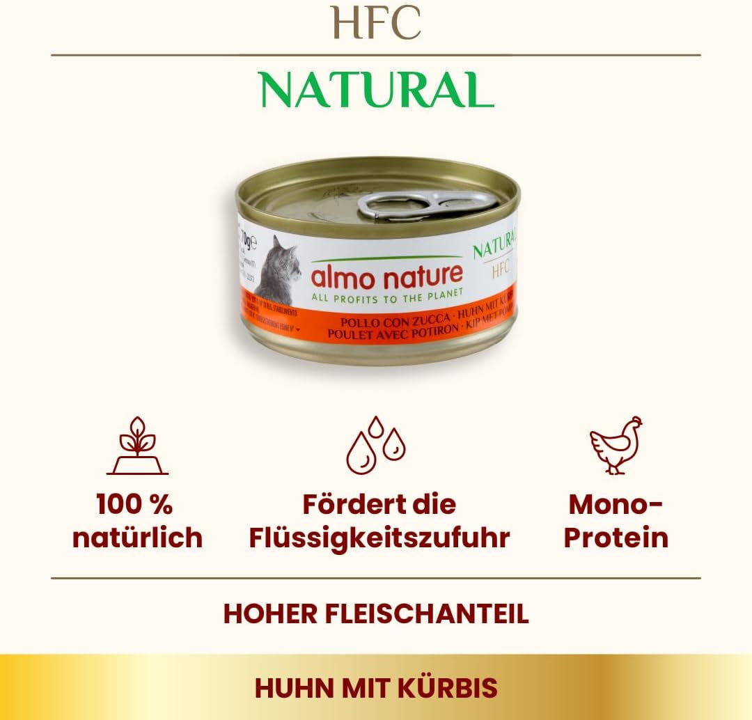 Almo Nature HFC Natural mokré krmivo pro kočky - Různé receptury s kuřecím masem - 6 x 70 g