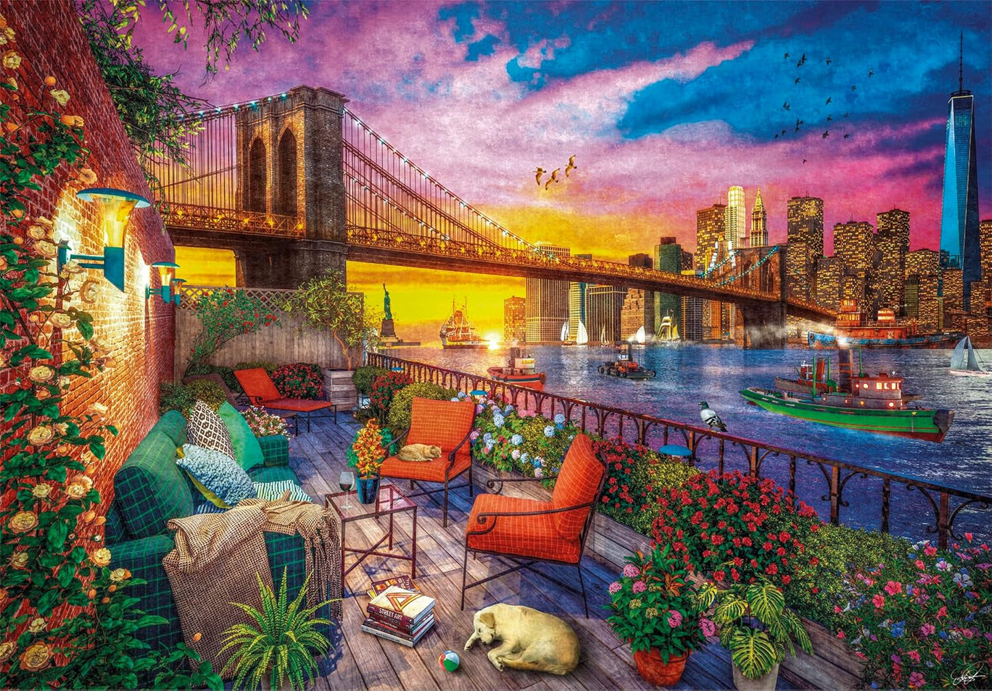 Clementoni - 33552 Collection - Manhattan Balcony Sunset, Puzzle 3000 dílků pro dospělé a děti 10 let, dovednostní hra pro celou rodinu Puzzle Naty Shop