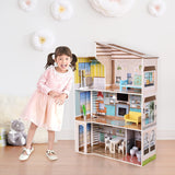 Olivia's Little World Současný středomořský styl 3patrový interaktivní dřevěný domeček pro panenky pro děti se 17 doplňky k nábytku pro panenky Vícebarevná TD-13551B