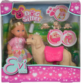 Simba 105733072 - Evi Love Psí hlídač se psem a třemi štěňaty, Doplňky, Módní panenka, 12 cm, Pro děti od 3 let