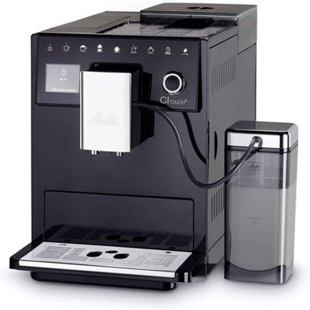 Melitta CI Touch - Plně automatický espresso kávovar s mléčným systémem, espresso kávovar s integrovaným mlýnkem na kávu a napěňovačem mléka, kupř. na espresso nebo cappuccino, stříbrná