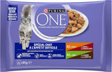 Purina One - Spezialfutter v omáčce Rind/Huhn/Ente und Turkeyhn für Katzen mit Appetit, 340 g