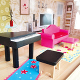 Bino World of Toys Domeček pro panenky s balkonem, Hračka pro batolata od 3 let, se 3 patry, schodištěm, 4 pokoji a balkonem vč. 15-TLG. Doplňky, Pro podporu dětských dovedností, Růžový design domečků pro panenky Naty Shop
