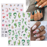 JMEOWIO Nálepka na nehty Marmor Französische Spitze 10 Blatt Nálepka na nehty Selbtklebend Nagelaufkleber Bunt Dekoration Nageldesign Zubehör