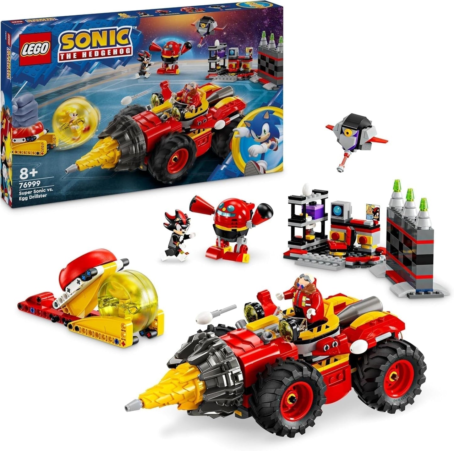 LEGO Sonic the Hedgehog Super Sonic vs. Sada dobrodružných videoher Egg Drillster Dětská dárková sada Shadow a Dr Eggman pro chlapce a dívky 8 let 76999 Stavebnice Besuche den LEGO-Store Výchozí název