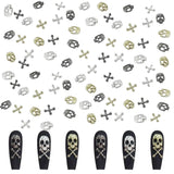 120ks Cross Skull Nail Art Dekorace Sada Zlatá Stříbrná Kovová přívěsky Punk Alloy Nail Art Šperky Šumivé kameny Příslušenství