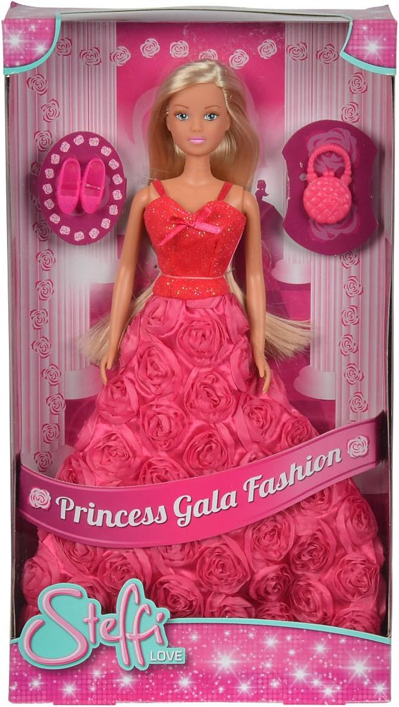 Simba 105739003 - Steffi Love Princess Gala Fashion, 2-Fach Sortiert, es Wird nur EIN Artikel geliefert, Spielpuppe als Prinzessin im traumhaften Rosenkleid mit Handtasche, 29 cm, ab 3 Jahre