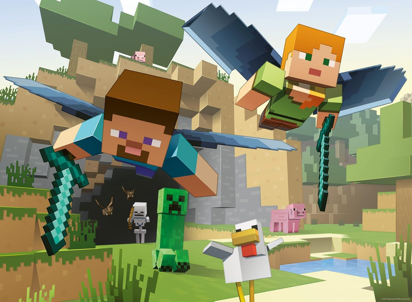 Dětské puzzle Ravensburger - 12004144 - Minecraft - 200dílné puzzle Minecraft pro děti 8+ ve formátu XXL, Minecraft dárkové puzzle Naty Shop