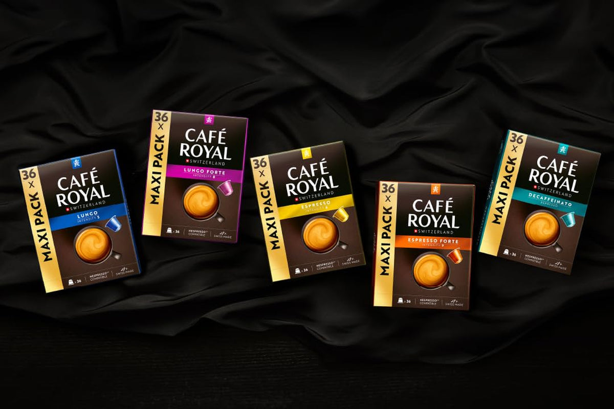 Café Royal Ristretto – kávové kapsle kompatibilní s Nespresso®, 100% Arabica, intenzivní, tmavé pražení, intenzita 11/12, Rainforest Alliance, 36 kapslí