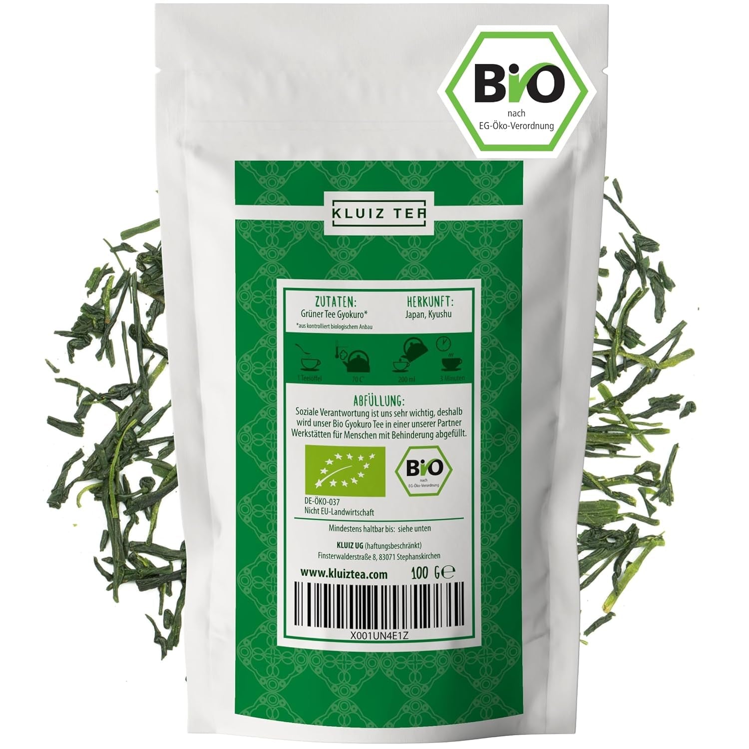 KLUIZ Gyokuro Tokiwa bio - První ručně sbíraná sklizeň - Japonský zelený čaj I 100 gramů I Bio zelený čaj