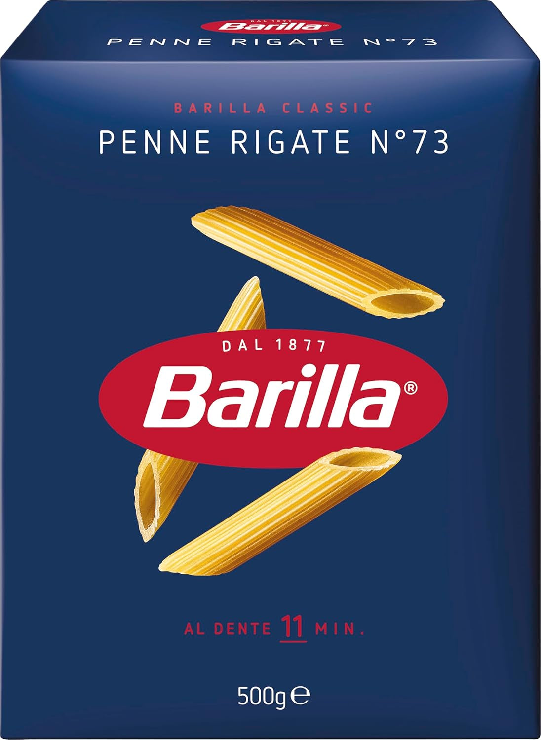 Těstoviny Barilla Classic Penne Rigate Nr. 73 z vysoce kvalitní tvrdé pšenice, vždy al dente (1 x 500 g)