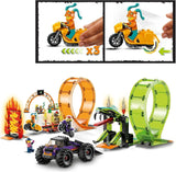 LEGO 60339 City Stuntz Stuntz Show Double Looping Set, vč. rampa, monster truck, 2X motocykl a 7 minifigurek, hračka pro děti od 7 let Stavebnice Besuche den LEGO-Store