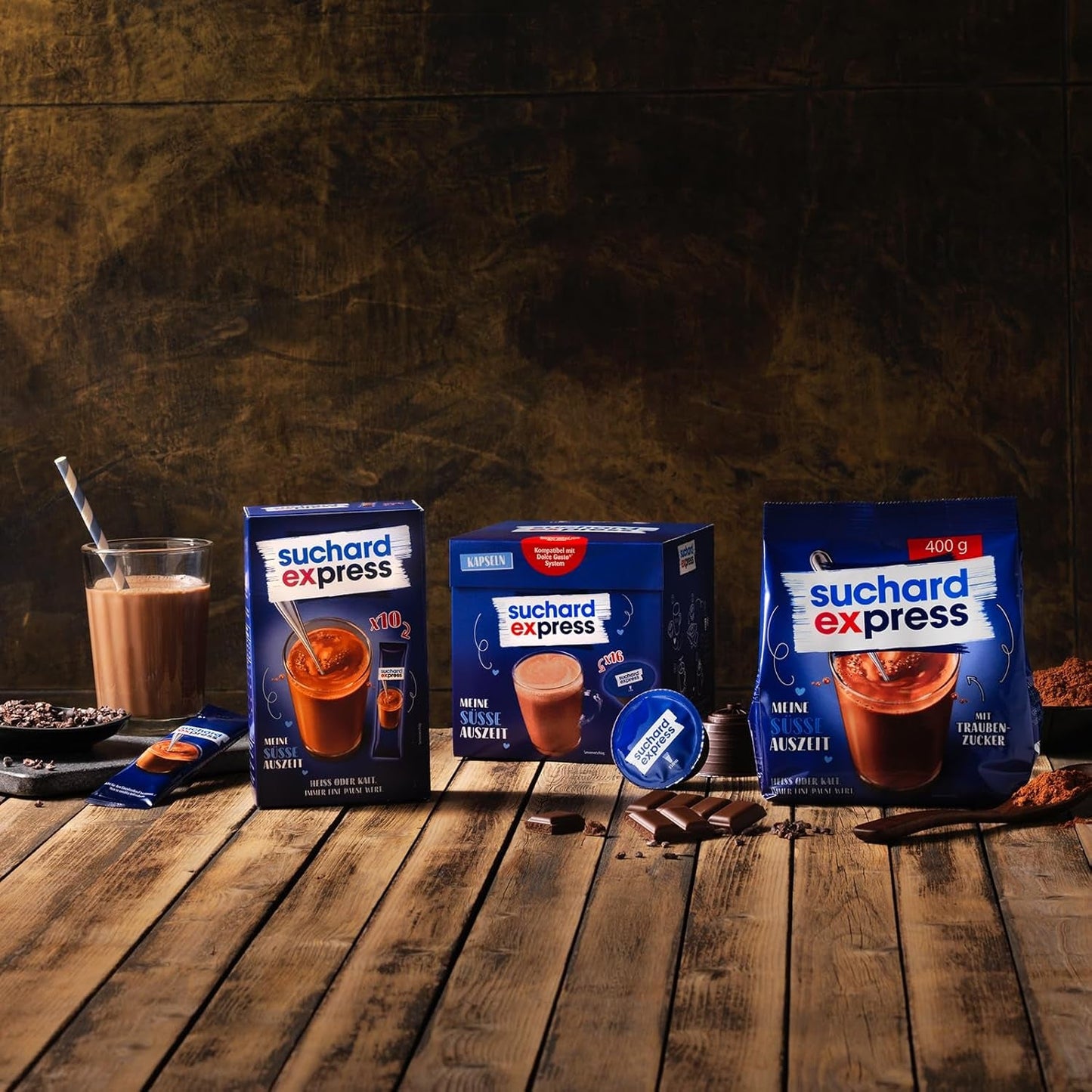 Suchard Express Kakao kapsle pro Dolce Gusto, 3x 16 kapslí, kompatibilní s Nescafé Dolce Gusto Machine, Cremige Trinkschokolade