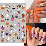 Nagelsticker Halloween, 8 Blätter Halloween Nagel Sticker, Kürbis Nail Sticker, Nail Art, Nagel Charms, Nagel Zubehör, Nageldesign, Vánoce (Typ A)