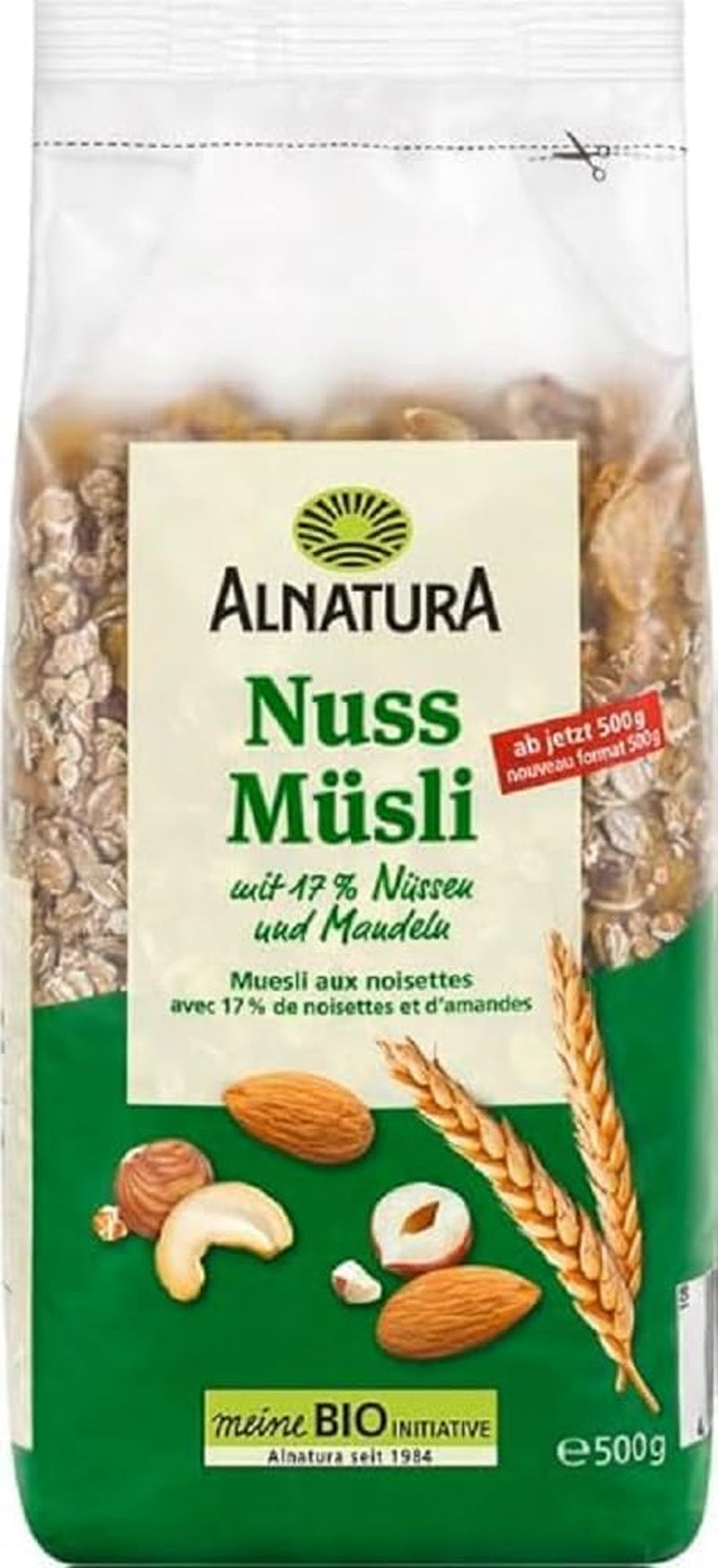 Bio Nuss Müsli Mit 17% Nüssen und Mandeln, 0,5 kg Cereale Naty Shop Výchozí název