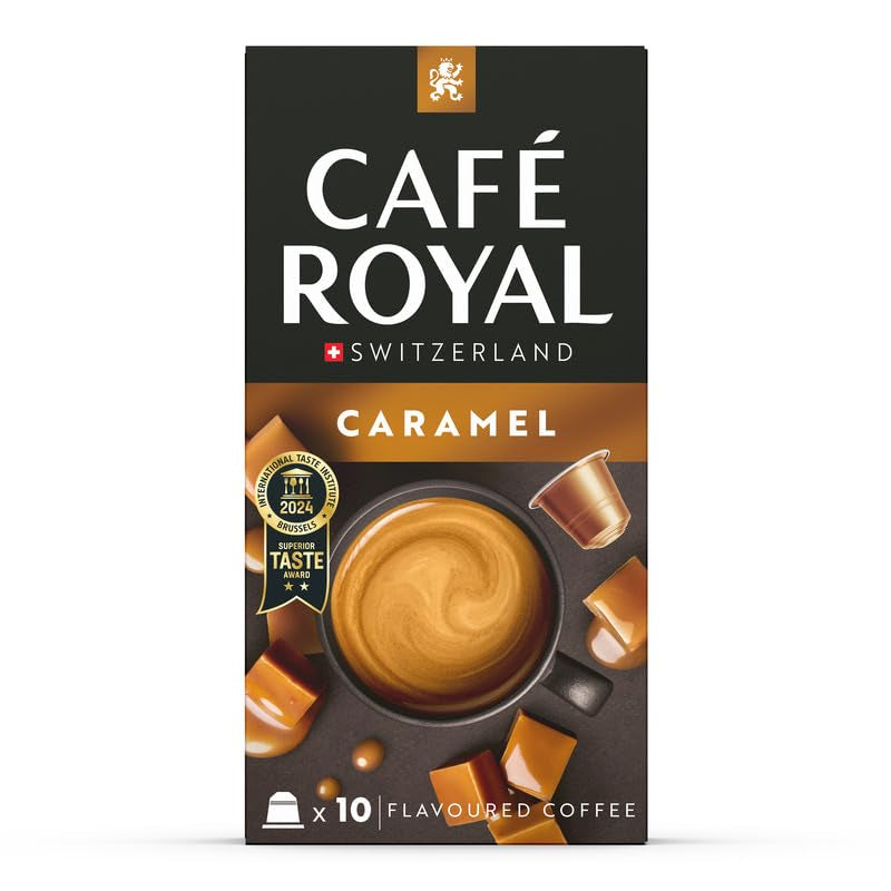 Café Royal Kaffee s karamelovou příchutí – Kaffeekapseln kompatibilní s Nespresso®, krémová, helle Röstung, 100 % Arabica, Rainforest Alliance, 100 Kapseln