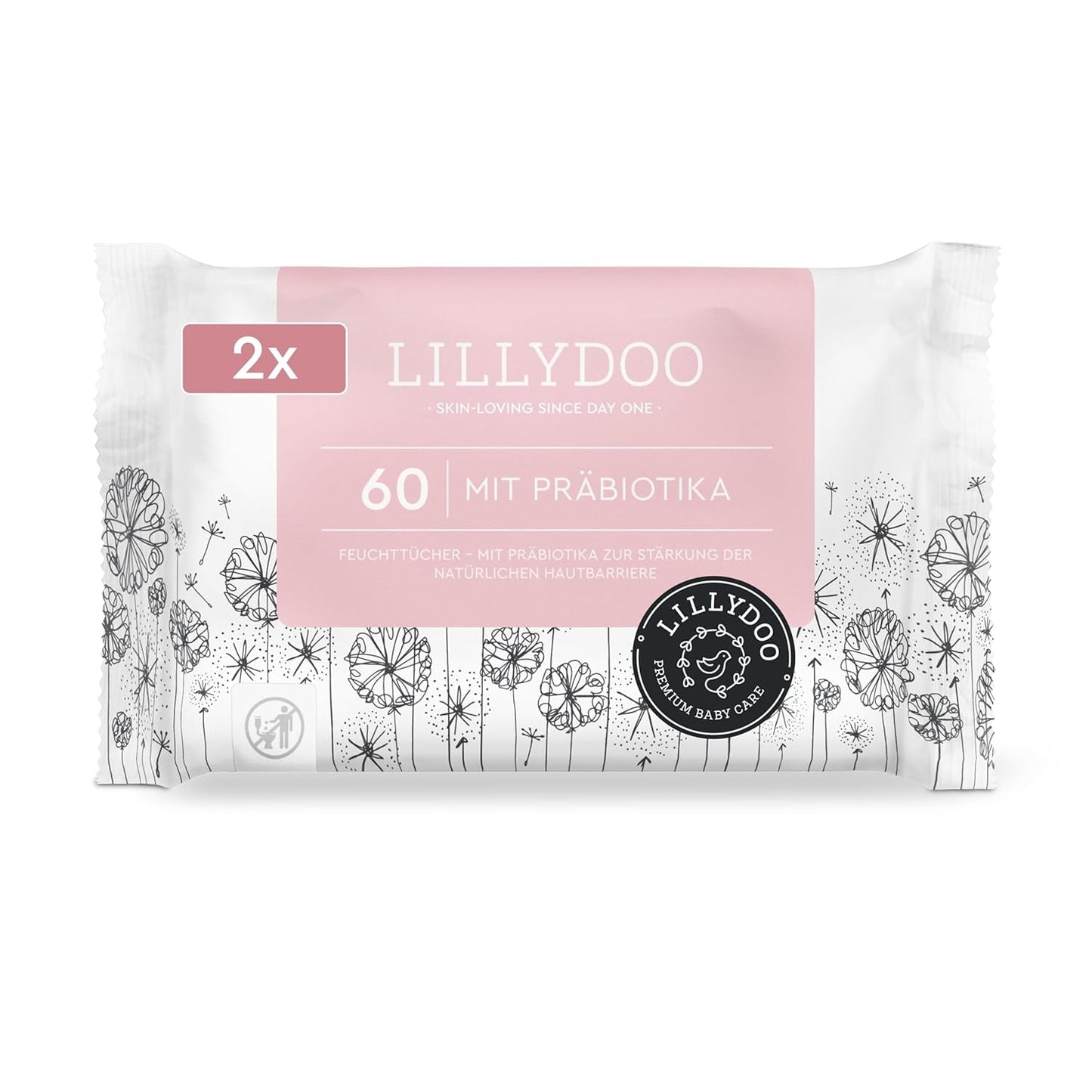 Zelené vlhčené ubrousky LILLYDOO, počet 600 (10 x 60), 100% ubrousek odolný proti roztržení bez plastů – bez parfemace, jemný a přírodní, jemný čistící prostředek pro citlivou pokožku, dermatologicky testováno