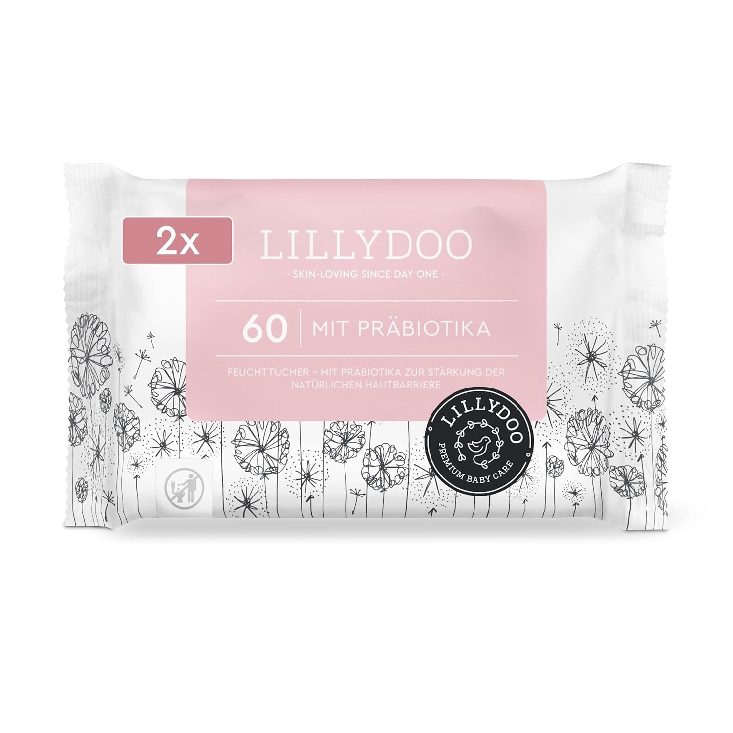 Zelené vlhčené ubrousky LILLYDOO, počet 600 (10 x 60), 100% ubrousek odolný proti roztržení bez plastů – bez parfemace, jemný a přírodní, jemný čistící prostředek pro citlivou pokožku, dermatologicky testováno