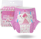 Plenky pro dospělé CutiePlusU, 10 kusů, jednorázové inkontinenční kalhotky s prostěradlem pro ženy a muže, maximální savost přes noc - malá princezna (velká velikost 94-119 cm)