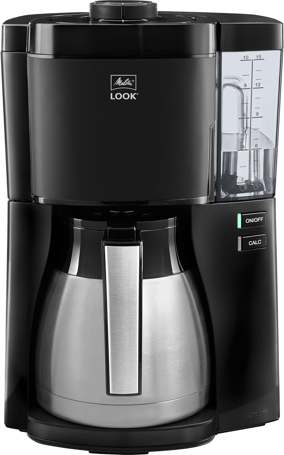 Melitta Look Therm - Espresso kávovar s filtrem, termo karafou a vyjímatelnou nádržkou na vodu, až na 10 šálků kávy, černá