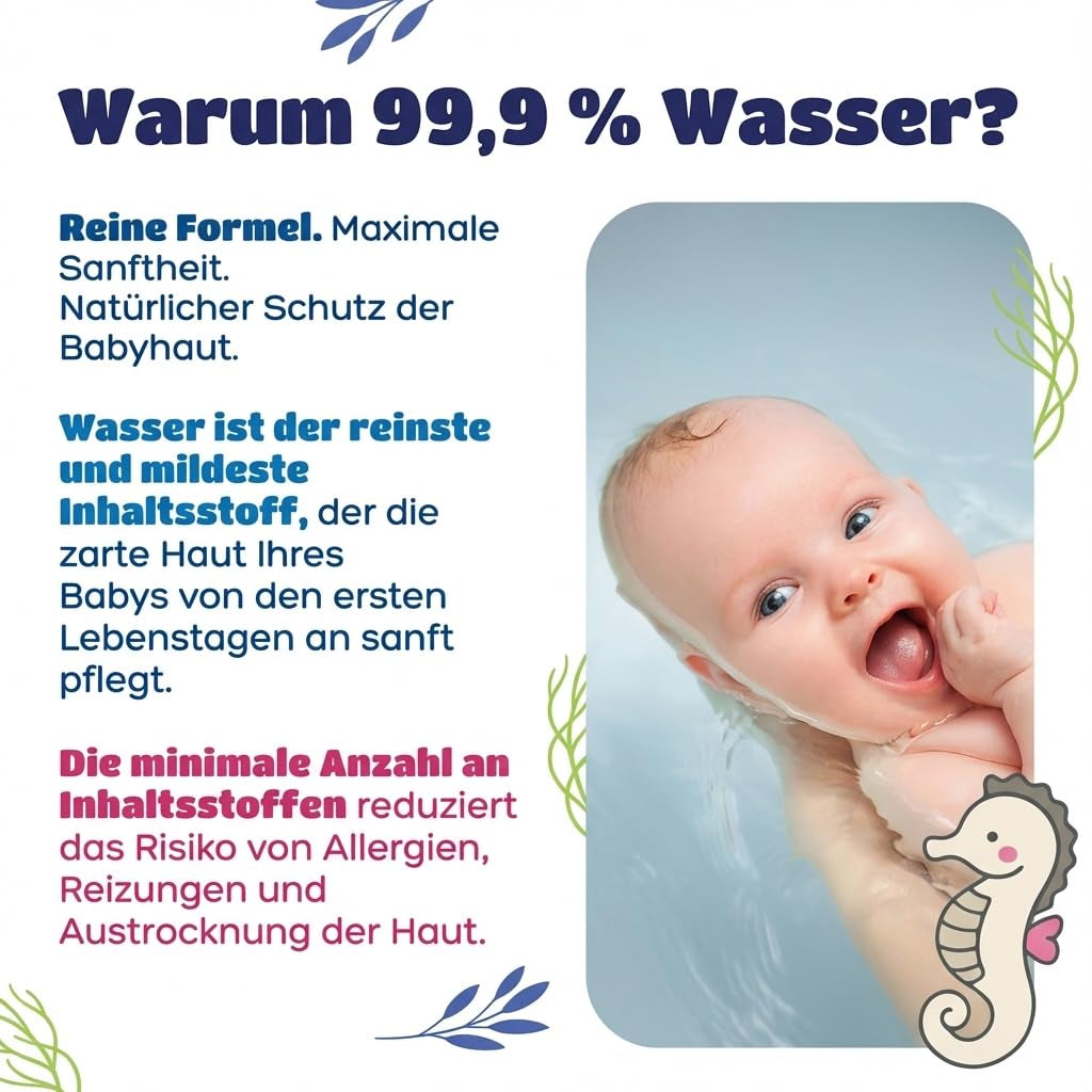Vlhčené ubrousky Kindii Water Care - Aqua dětské ubrousky - 100% viskóza, 99,9% voda, extrakt z grapefruitu, velikost šátku 150x200, 100% biologicky odbouratelné, bez plastů, čisticí ubrousky pro citlivou pokožku