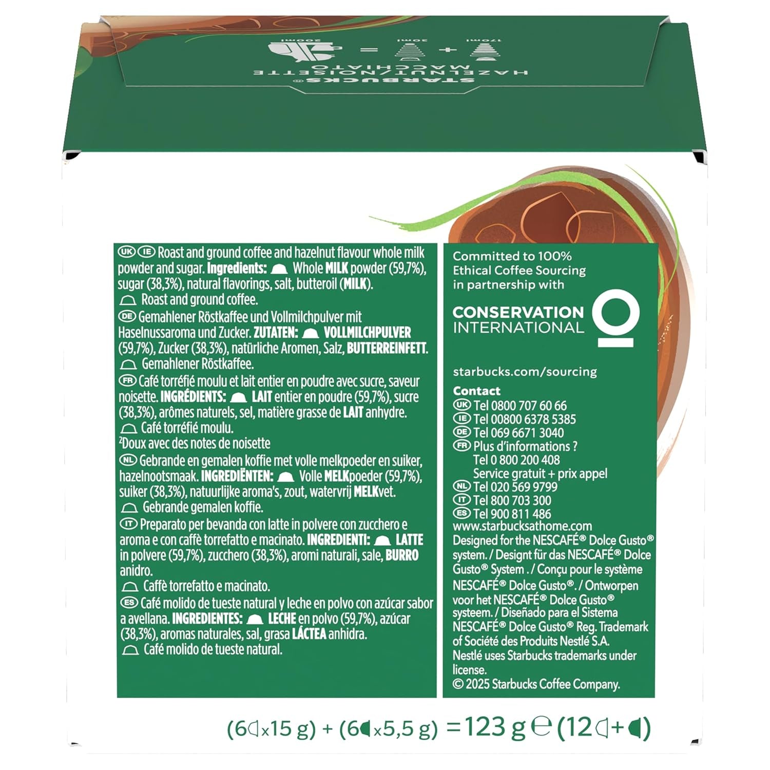 STARBUCKS Hazelnut Macchiato od Nescafé Dolce Gusto, Dunkle Röstung, Kaffeekapseln 6 x 12 (72 kapsel)