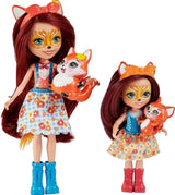 Enchantimals HCF81 - Felicity Fox a její sestřička (cca 15cm a cca 10cm) a 2 figurky zvířátek, odepínací sukně a doplňky, skvělý dárek pro děti od 3 let