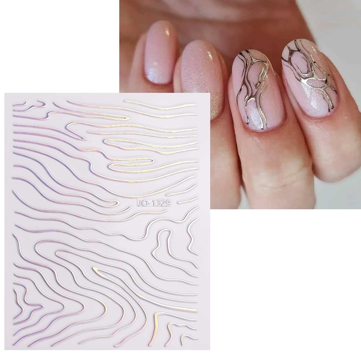 JMEOWIO Nálepka na nehty Aurora 12 Blatt Nálepka na nehty Selbtklebend Nagelaufkleber Holografisch Dekoration Nageldesign Zubehör