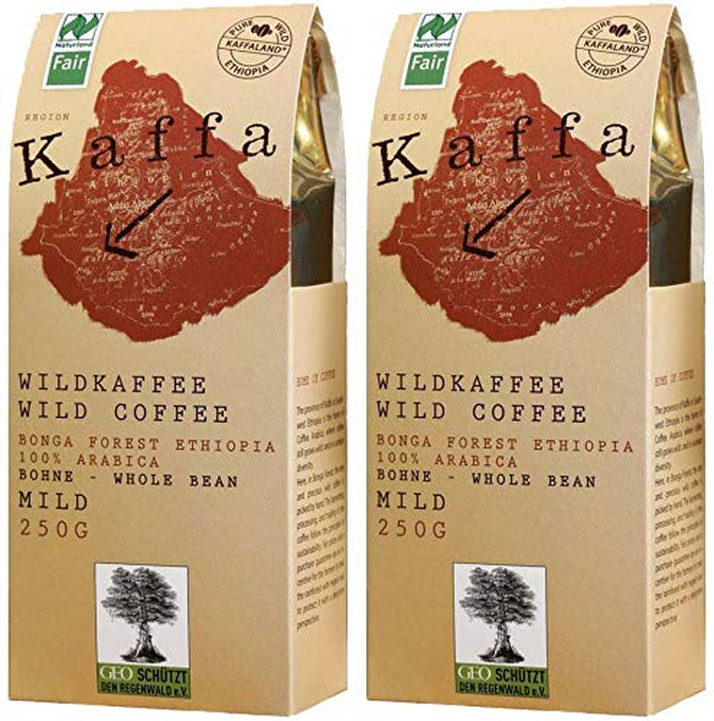 Kaffa Wild-Kaffee jemná ganze Bohne 2er-Pack (2x 250g) bio vegan fair Arabica MildBohx2