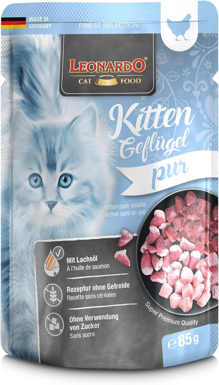 LEONARDO Fresh sáčky [16 x 85 g vlhké krmivo pro kočky, bez obilovin] | Kompletní mokré krmivo v jednotlivých sáčcích